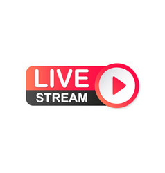 Live Stream Icon Flat Style With Play Button