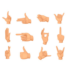 Set of hand gestures with a raised finger up an Vector Image