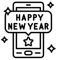 Happy New Year Text On Mobile Phone Icon New Year