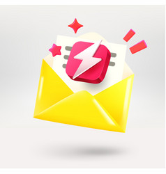 Yellow Paper Envelope With Spam Concept 3d Icon