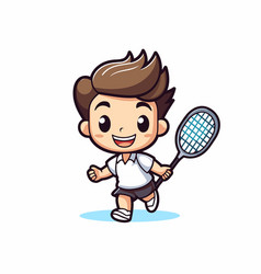 Boy Playing Tennis - Cartoon Character