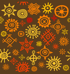 Ethnic Motifs And Sun Symbols Seamless Pattern