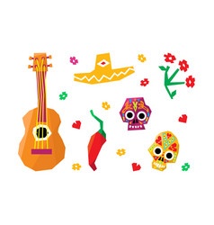 Mexican Symbols With Guitar Sombrero Hat Chili