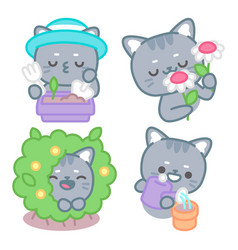 Tomomi Cat With Flowers Stickers