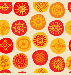 Ethnic Seamless Pattern With Sun Symbols