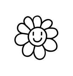 Hand Drawn Smiley Face Flower Rough Line