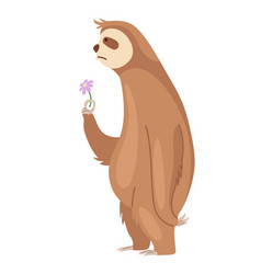 Sloth Character Sad Conceived And With A Flower