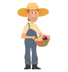 Man Harvesting Vegetables Cartoon Farmer