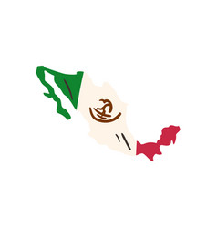 Mexican Flag In Map Shaped Free Form Style Icon