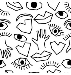 Seamless Pattern Body Parts Pattern Heart Eye