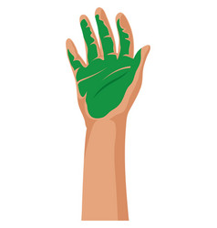 Hand With Green Paint