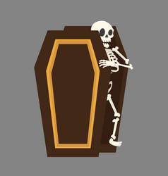 Skeleton Wake Up In Coffin Flat Style