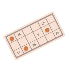 Bingo Card Showing Random Numbers With Red Markers