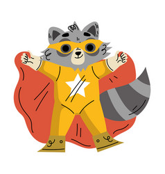 Raccoon Animal Superhero Character Dressed In Mask