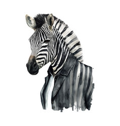 Watercolor Zebra In Suit Gentleman