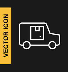 White Line Delivery Cargo Truck Vehicle Icon