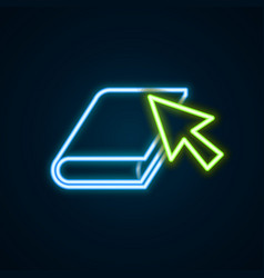 Glowing Neon Line Online Book Icon Isolated