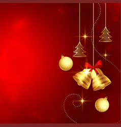 Golden Christmas Elements With Text Space On Red