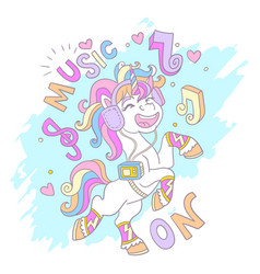 Greeting Card With Cute Dancing Unicorn