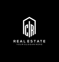 Letter Cr Logo For Real Estate With Hexagon Icon