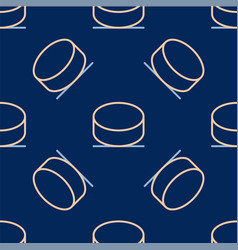 Line Hockey Puck Icon Isolated Seamless Pattern