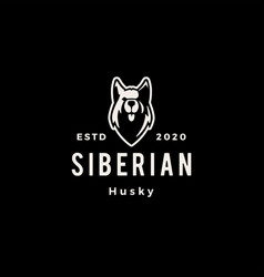 Siberian Husky Dog Hipster Vintage Logo Icon