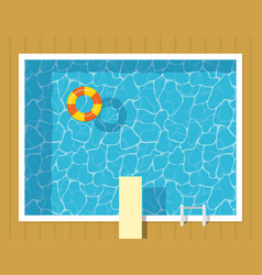 Swimming Pool Top View With Inflatable Ring