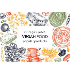 Vegan Food Sketched Frame Healthy Food Banner