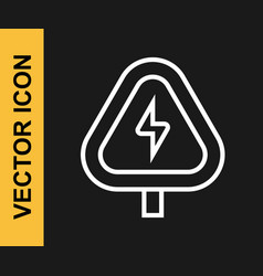 White Line High Voltage Sign Icon Isolated