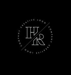 White Outline Hr H R Letter Logo With Cut