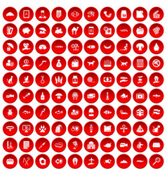 100 Cat Icons Set Red