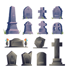 Cemetery Gravestone Icon Set