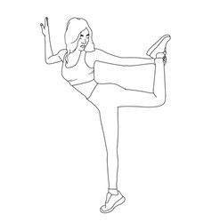 Coloring Pages - Girl Stretching Legs Yoga Pose