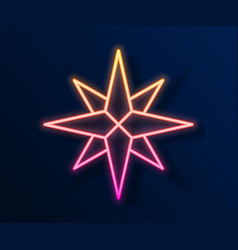 Glowing Neon Line Wind Rose Icon Isolated