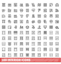 100 Interior Icons Set Outline Style