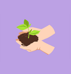 Cartoon Flat Style Drawing Hand Holding Sprout