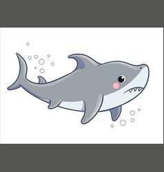 Cute Sad Shark On A White Background