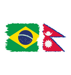 Nepal And Brazil Grunge Flags Connection