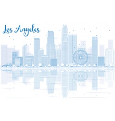 Outline Los Angeles Skyline With Blue Buildings