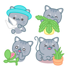 Tomomi Cat With Flowers Stickers