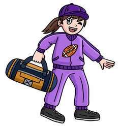 American Football Female Coach Cartoon Clipart