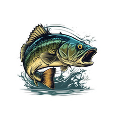 Big Bass Fish Cartoon For T Shirt