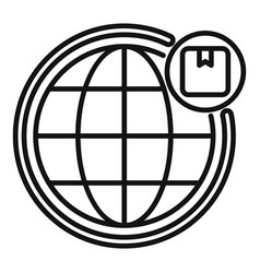 Black And White Icon Of A Globe With A Delivery