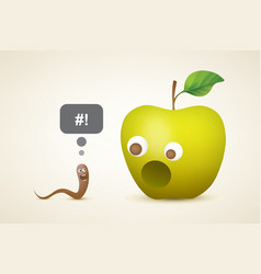 Funny Scared Apple And Happy Worm