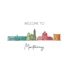 Single Continuous Line Drawing Of Monterrey