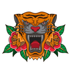 Traditional Tiger Head Tattoo Flash