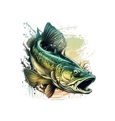 Big Bass Fish Cartoon For T Shirt