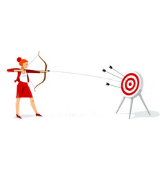 Business Woman Shooting A Bow Into A Target