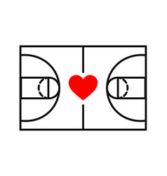 Top View Silhouette Basketball Field With Heart