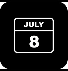 July 8th Date On A Single Day Calendar